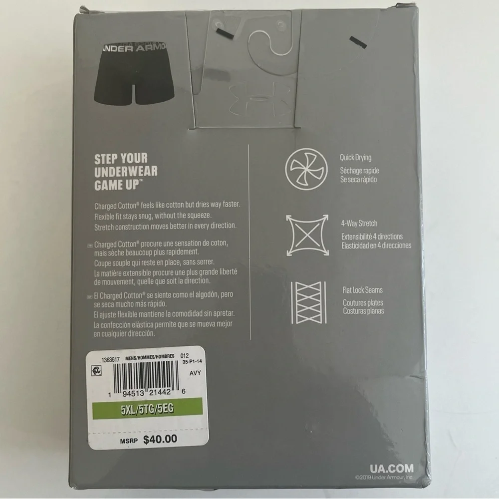 Under Armour Men’s Size 5 XL Boxerjock Underwear UA Charged Cotton